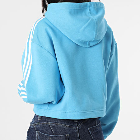 Adidas Originals - Sweat Capuche Femme Crop A Bandes HC2014 Bleu