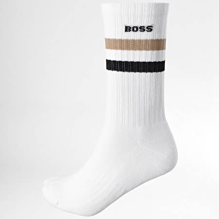 BOSS - Coppia di calzini a coste QS 50473147 bianco