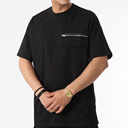 Ikao - Conjunto de camiseta y pantalón jogger con bolsillo en el pecho LL655 Negro