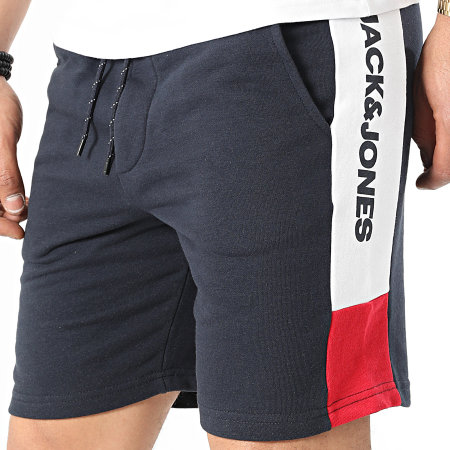 Jack And Jones - Shorts De Jogging A Rayas Con Logo Blocking Azul Marino