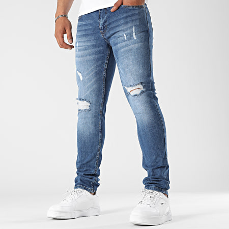 LBO - 2194 Jeans slim fit in denim blu con strappi