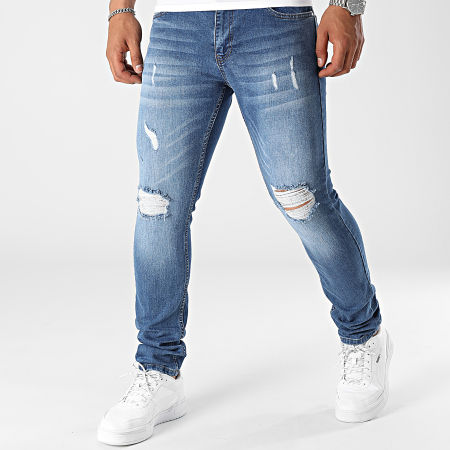LBO - 2194 Jeans slim fit in denim blu con strappi