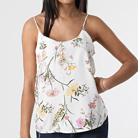 Vero Moda - Camiseta sin mangas de mujer con estampado floral blanco