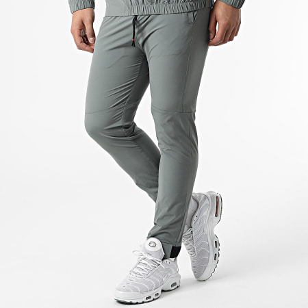 Frilivin - Pantaloni da jogging verde scuro con colletto a zip Set di giacche