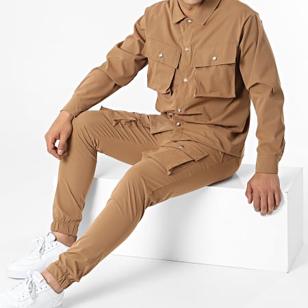 Frilivin - Set giacca e pantaloni da jogging color cammello
