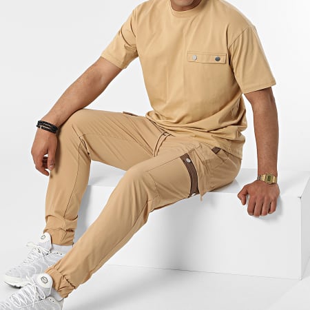 Ikao - Conjunto Camiseta Y Pantalón Jogger LL656 Camel Claro