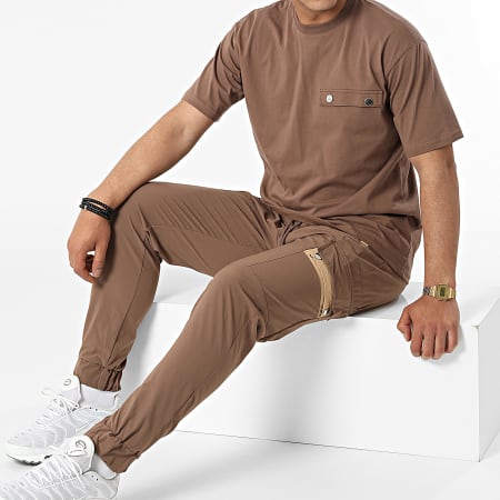 Ikao - Conjunto Camiseta Y Pantalón Jogger LL656 Marrón