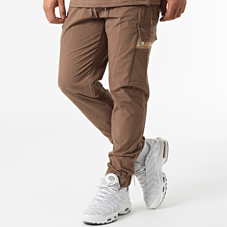 Ikao - LL656 Set di maglietta e pantaloni da jogging marroni