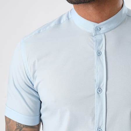 LBO - Camicia a maniche corte con colletto Mao Slim Fit 2189 Azzurro