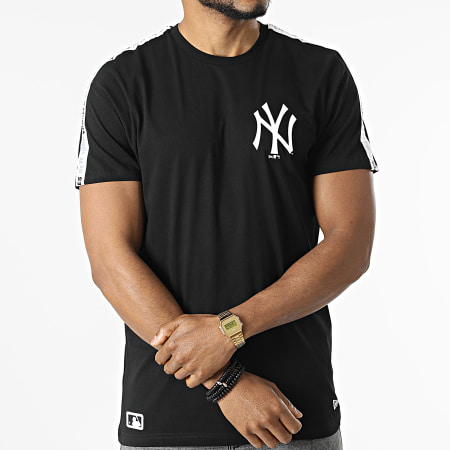 New Era - MLB manga con cinta New York Yankees camiseta a rayas 12369821 negro