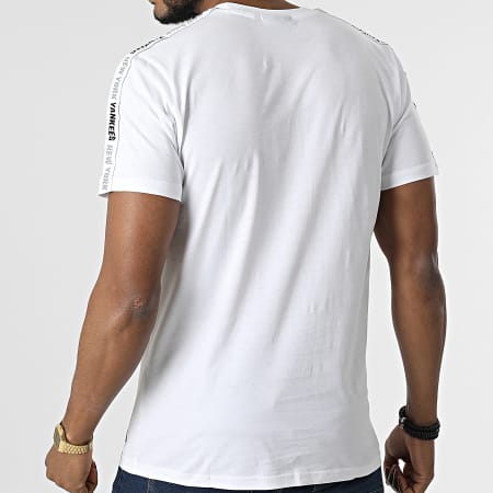 New Era - Camiseta a rayas de los New York Yankees con cinta en la manga de la MLB 12369819 Blanco