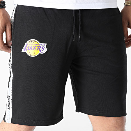 New Era - NBA Taping Los Angeles Lakers Pantalones cortos de chándal a rayas 13083900 Negro