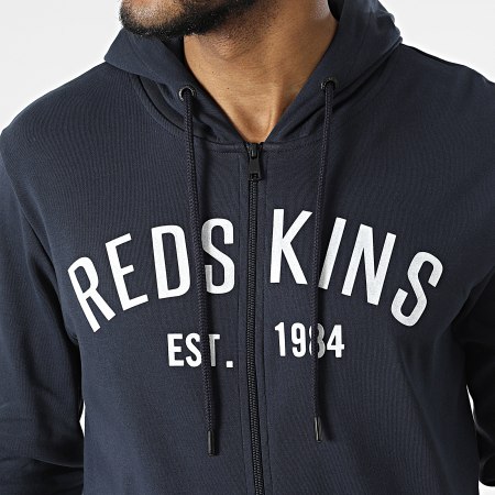 Redskins - Top con cappuccio e zip blu navy