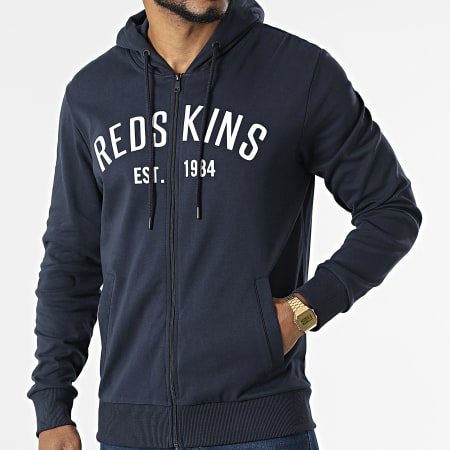 Redskins - Top con cappuccio e zip blu navy