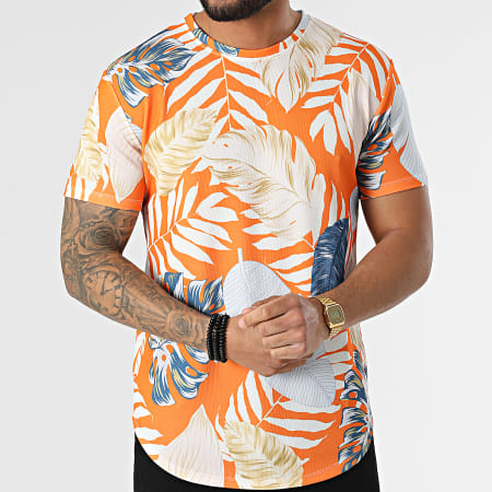 Frilivin - Camiseta Oversize Floral Naranja