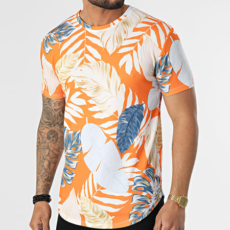Frilivin - Camiseta Oversize Floral Naranja
