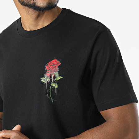Luxury Lovers - Tee Shirt Oversize Large Roses Barbed Noir