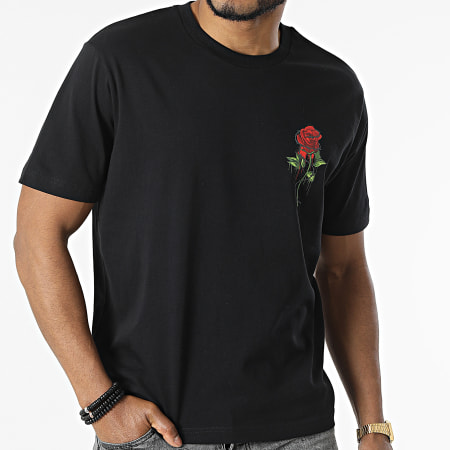 Luxury Lovers - Tee Shirt Oversize Large Roses Barbed Noir