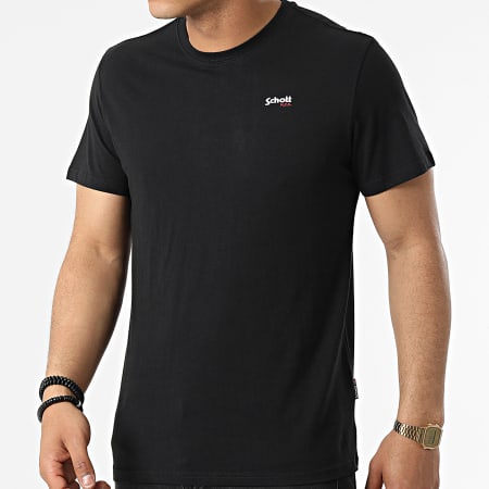 Schott NYC - Camiseta casual negra con logo