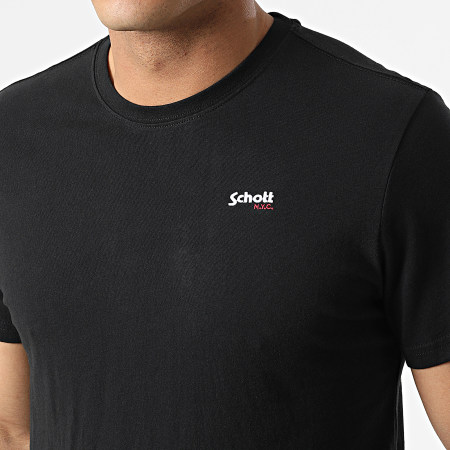 Schott NYC - Camiseta casual negra con logo