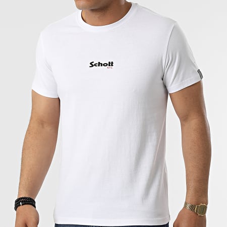 Schott NYC - Pack De 2 Camisetas Logo 2 Blanco Azul Marino