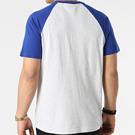 Superdry - Tee Shirt Raglan Vintage Baseball Grigio chiaro screziato Blu reale