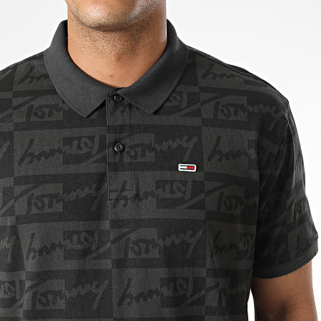 Tommy Jeans - Polo A Manches Courtes RLX Signature All Over Print 2968 Gris Anthracite Noir