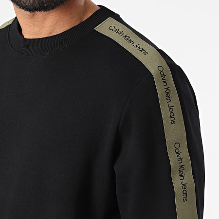 Calvin Klein Jeans - Sweat Crewneck A Bandes Contrast Tape 0037 Noir