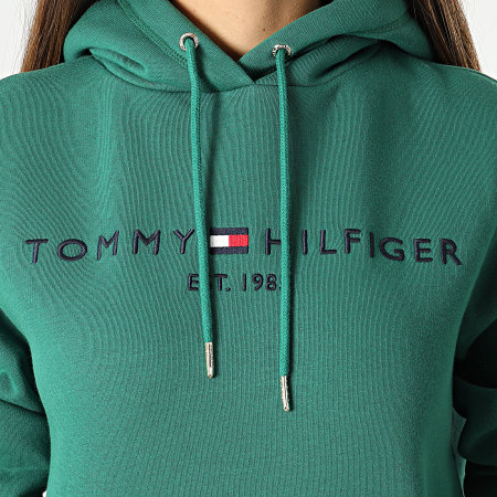 Tommy Hilfiger - Robe Sweat Capuche Femme Regular 0061 Vert