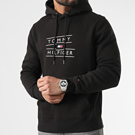 Tommy Hilfiger - Sweat Capuche Taping Stacked Logo 7093 Noir