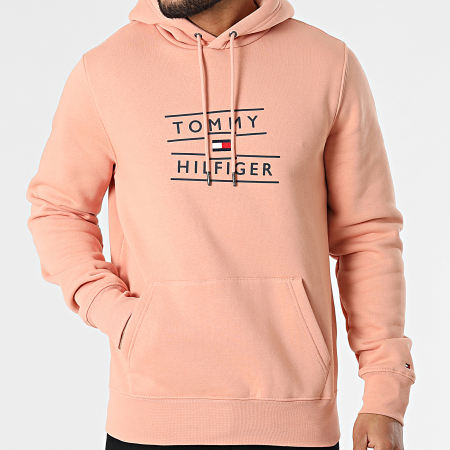 Tommy Hilfiger - Sweat Capuche Taping Stacked Logo 7093 Saumon