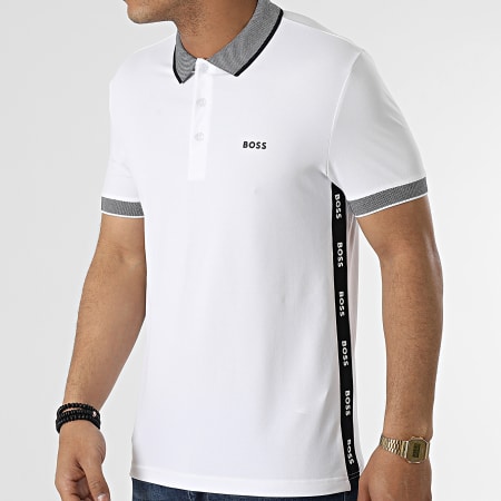 BOSS By Hugo Boss - Polo Manches Courtes A Bandes Paule 50466442 Blanc