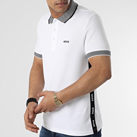 BOSS By Hugo Boss - Polo Manches Courtes A Bandes Paule 50466442 Blanc