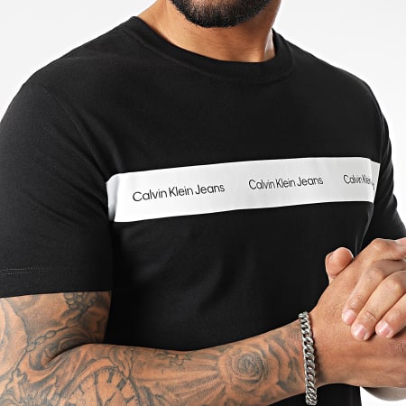 Calvin Klein Jeans - Tee Shirt Contrast Institutional Stripe 0624 Noir