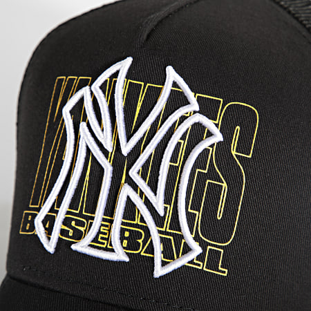 New Era - Gorra de camionero con logo superpuesto de los New York Yankees negro
