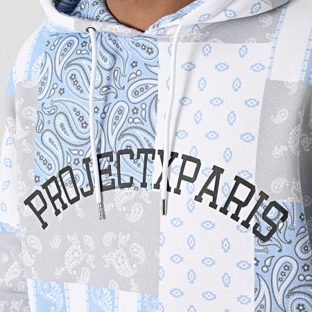 Project X Paris - Sweat Capuche Bandana 2220140 Blanc Bleu Gris