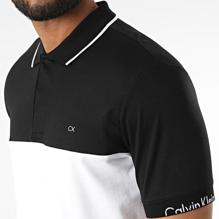 Calvin Klein - Polo A Manches Courtes Liquid Touch Blocking Logo 8730 Blanc Noir