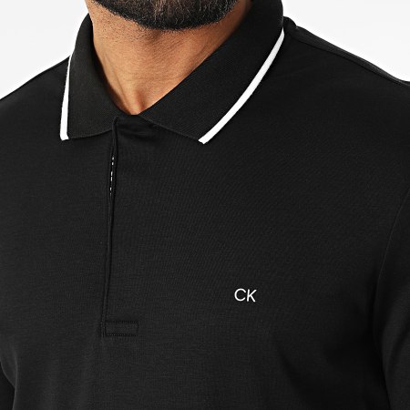Calvin Klein - Polo A Manches Courtes Color Blocking Logo Placket 8734 Blanc Noir