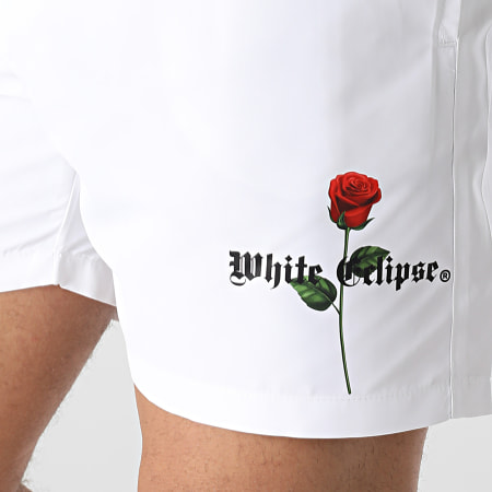 Luxury Lovers - Pantaloncini da bagno bianchi Eclipse Small White Roses