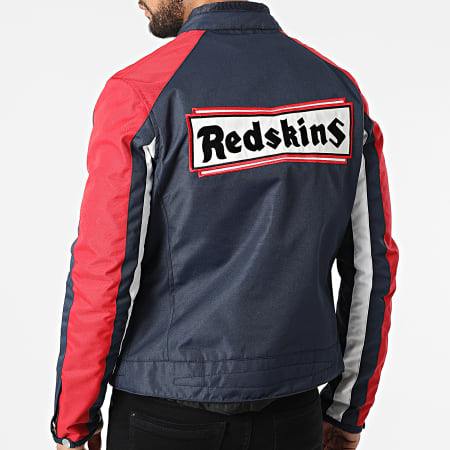 Redskins - Veste Biker Tricolore Noty Cordway Bleu Marine Rouge