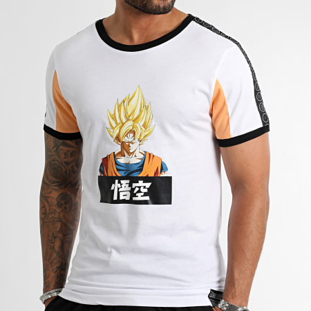 Dragon Ball Z - Tee Shirt A Bandes Saiyan Goku Blanc