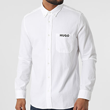 HUGO - Ermann Camisa de manga larga 50473499 Blanco