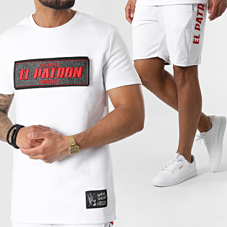 Skr - El Patron Tee Shirt Short Jogging Set Bianco Rosso