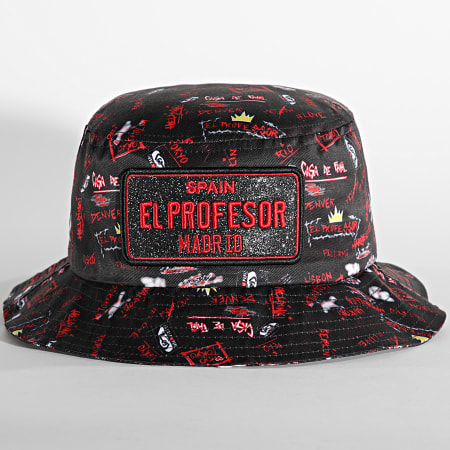 Skr - Sombrero Pescador El Profesor Negro Rojo