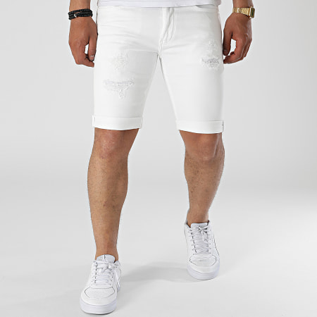 Teddy Smith - Scotty 3 Pantaloncini di jeans bianchi