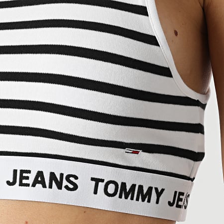 Tommy Jeans - Débardeur Femme Crop Logo Strip 2551 Blanc Noir