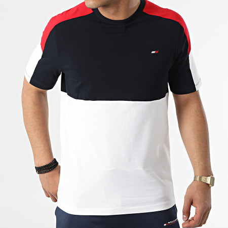 Tommy Hilfiger - Tee Shirt Colorblocked 6782 Blanc Bleu Marine Rouge