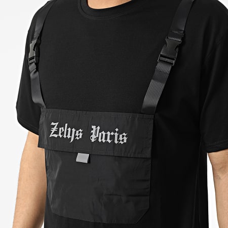 Zelys Paris - Tee Shirt A Poche Poitrine Snoop Noir Réfléchissant