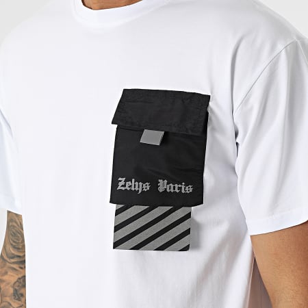 Zelys Paris - Tee Shirt A Poche Poitrine Ow Blanc Réfléchissant