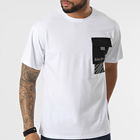 Zelys Paris - Camiseta Con Bolsillo En El Pecho Ow Reflectante Blanco